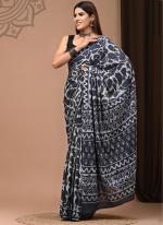 Cotton Mul Mul Grey Casual Wear Printed Saree